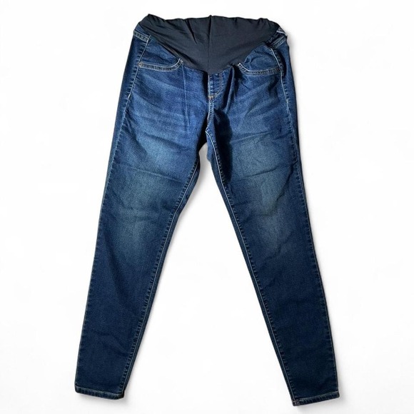 Maternity Dark Wash Skinny Jeans Full Panel Comfortable Stylish Everyday - Picture 1 of 4